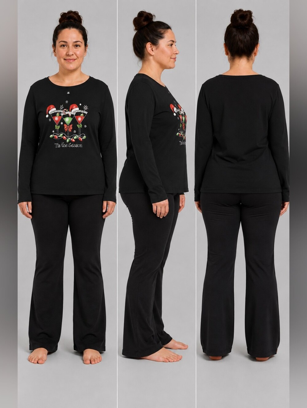 Snowflake 'Tis the Season Holiday Martini Long Sleeve Tee Size L